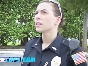 big-titted brunette cops satiate a dark-hued boy